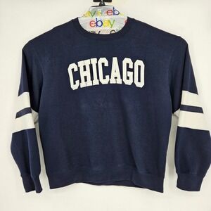 New York Popular Sweatshirt Mens XL Navy Blue Chicago Embroidered‎ Pullover